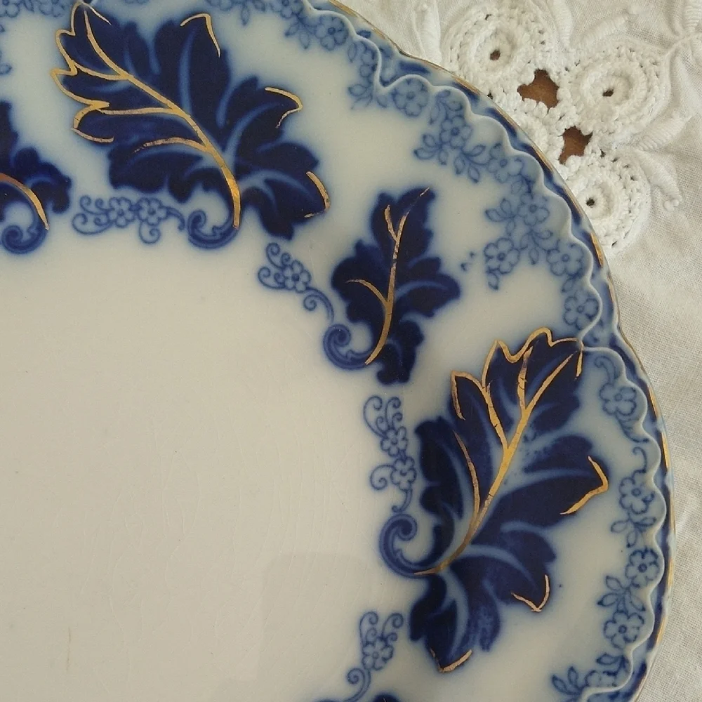 Johnson Brothers Norman dynasty Flow Blue and Gold Dinnerware Plate 9